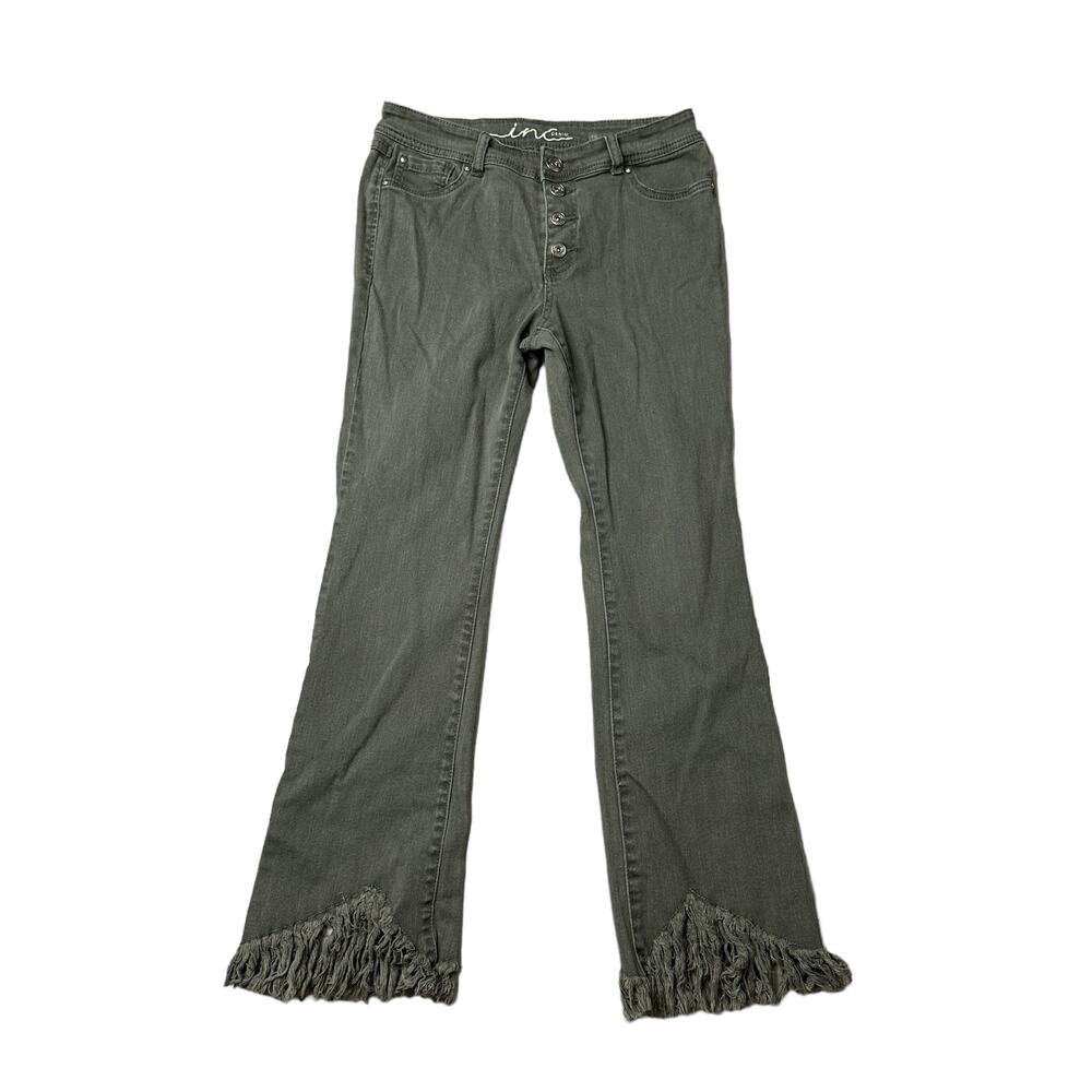 INC International Concepts Denim Green Button Fly Shark Bite Jeans 6